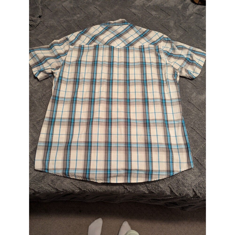 Vintage, Y2K, Machine Men's XL Short Sleeve Plaid Button-Up Shirt w/Pockets - Picture 2 of 7